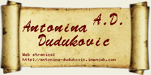 Antonina Duduković vizit kartica